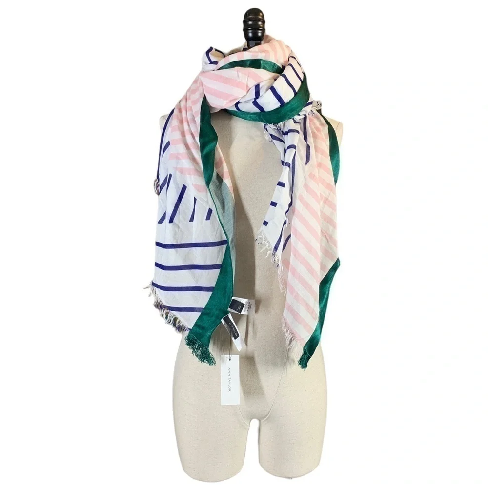 Ann Taylor Huge oversized striped shawl scarf NWT